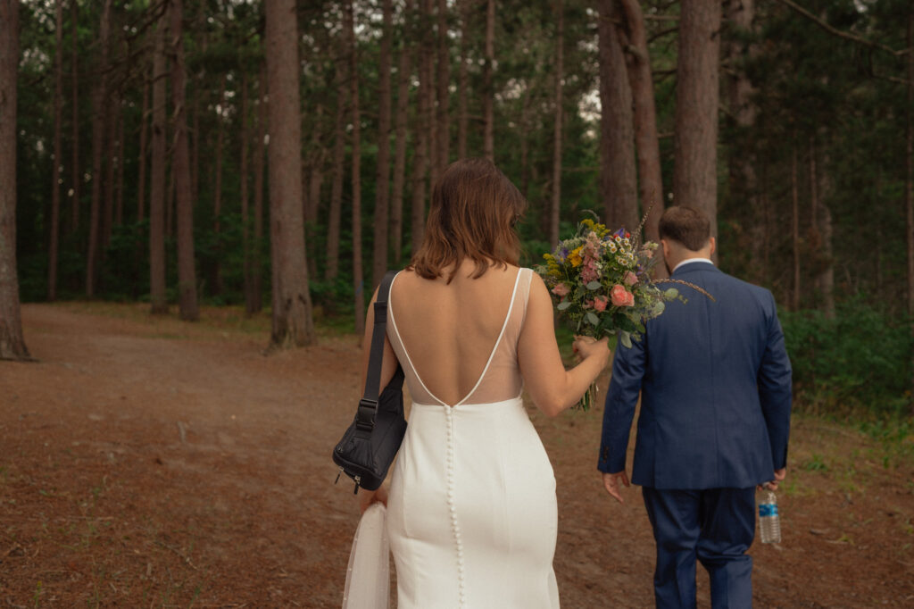 upper peninsula pine trees waterfall elopement