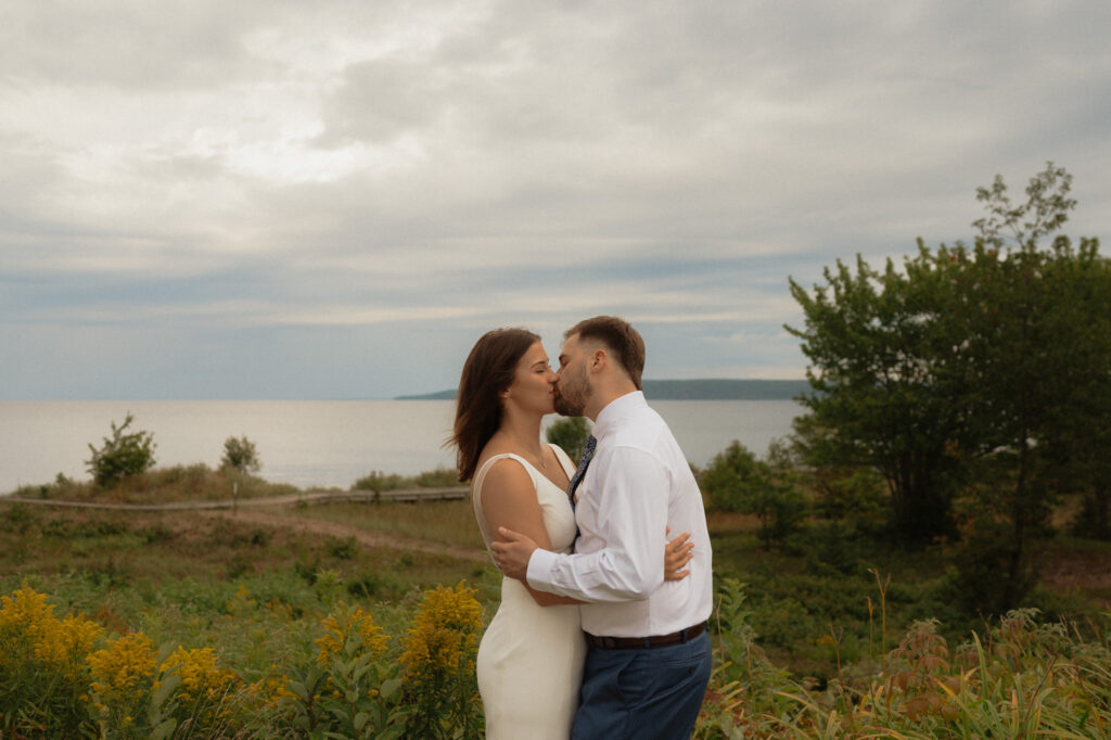 upper peninsula pine trees waterfall elopement