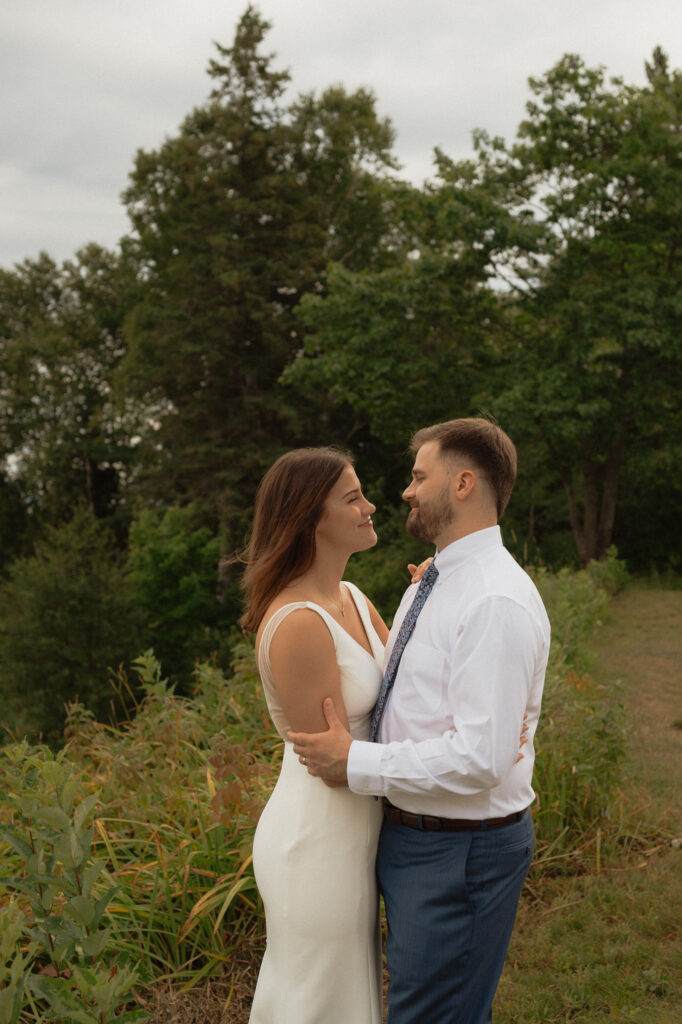 upper peninsula pine trees waterfall elopement