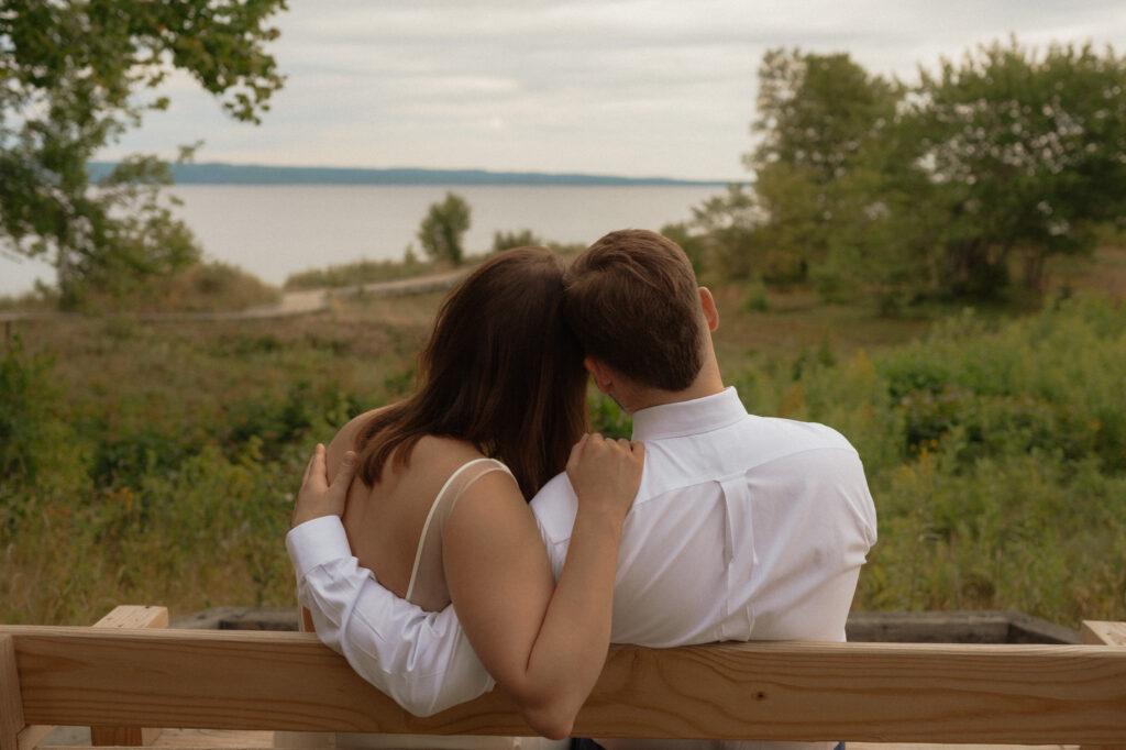 upper peninsula pine trees waterfall elopement