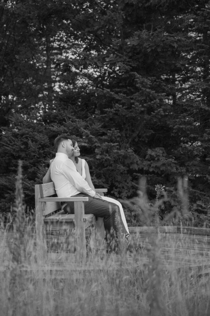 upper peninsula pine trees waterfall elopement