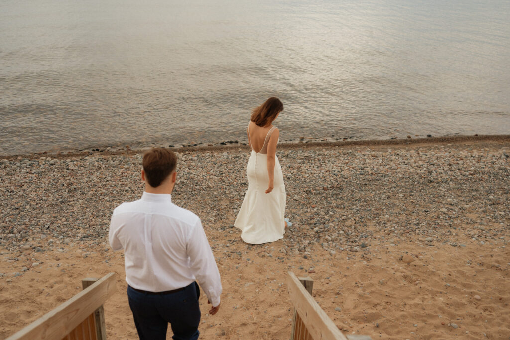 upper peninsula pine trees waterfall elopement