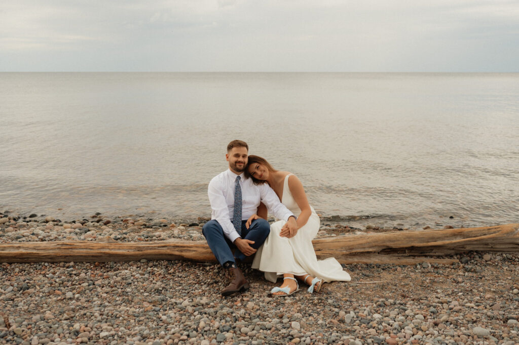 upper peninsula pine trees waterfall elopement