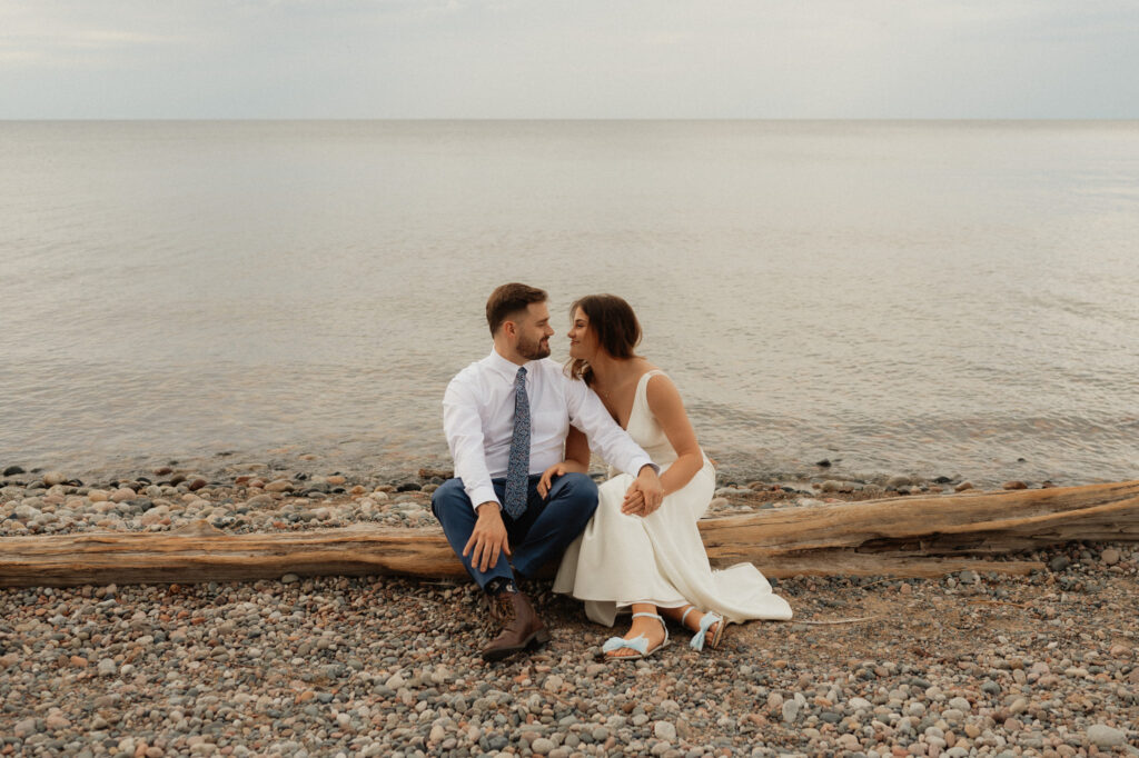 upper peninsula pine trees waterfall elopement