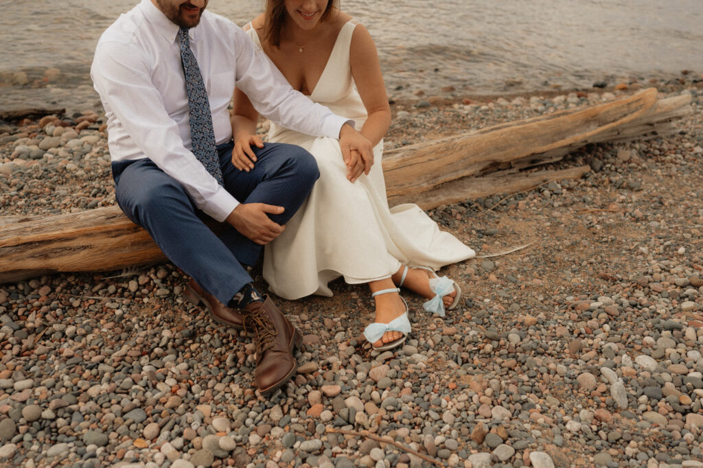 upper peninsula pine trees waterfall elopement