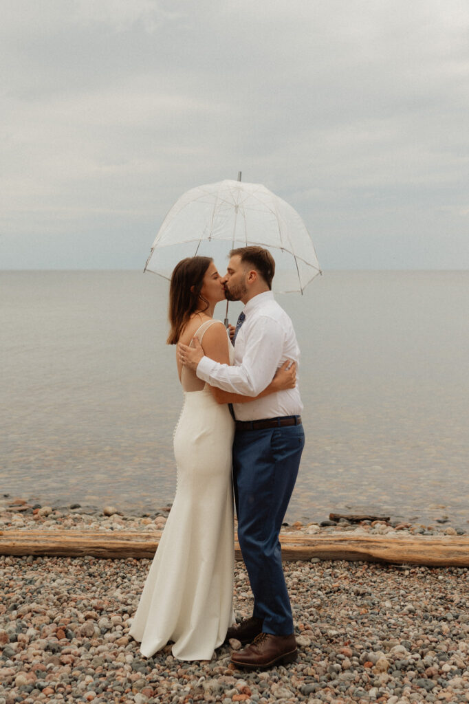 upper peninsula pine trees waterfall elopement