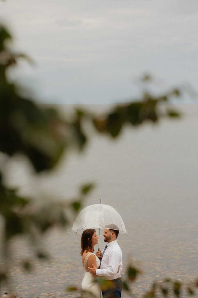 upper peninsula pine trees waterfall elopement