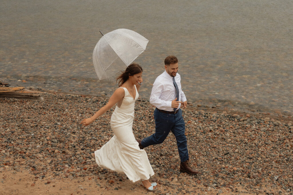 upper peninsula pine trees waterfall elopement