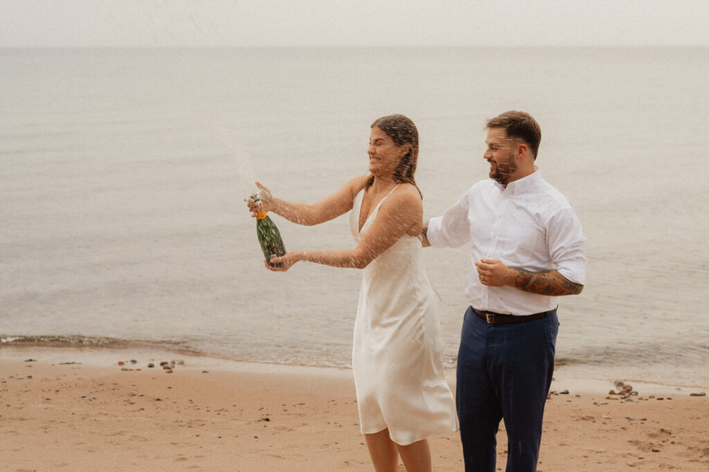 upper peninsula pine trees waterfall elopement