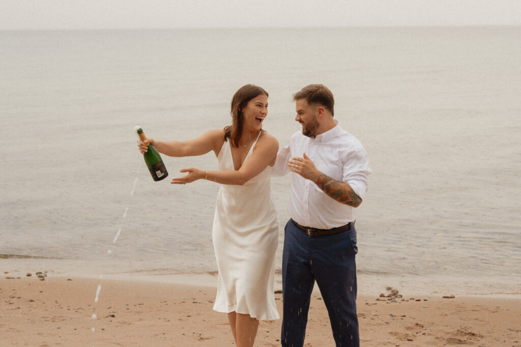 upper peninsula pine trees waterfall elopement