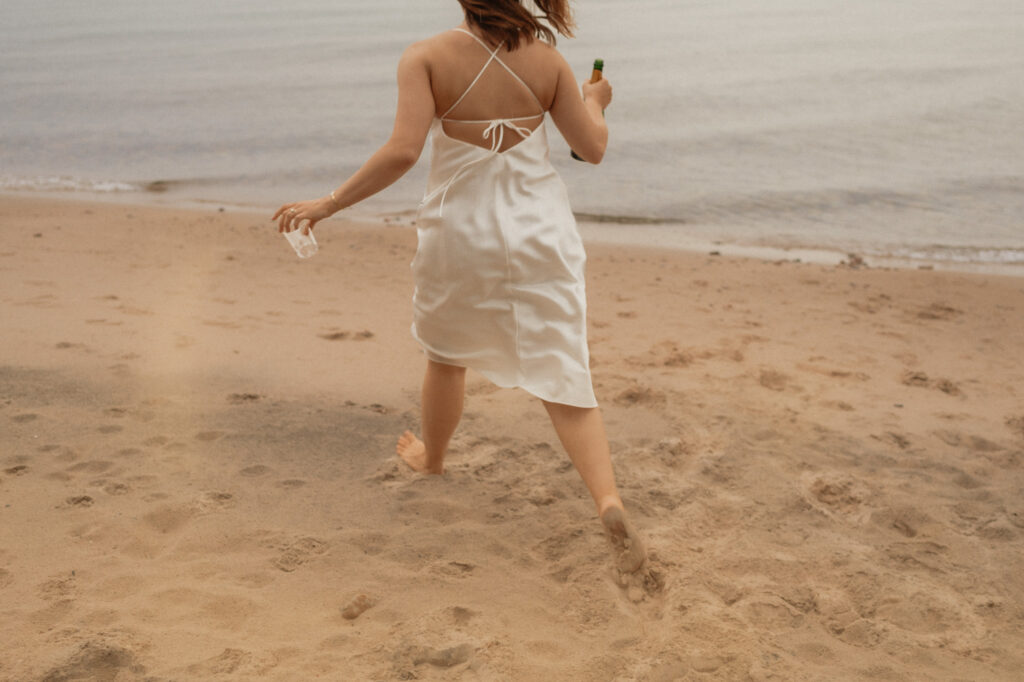 upper peninsula pine trees waterfall elopement