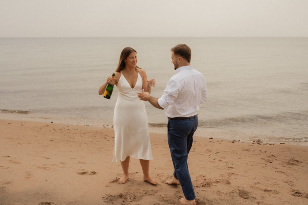 upper peninsula pine trees waterfall elopement