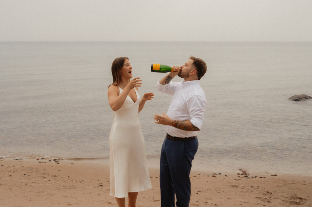 upper peninsula pine trees waterfall elopement