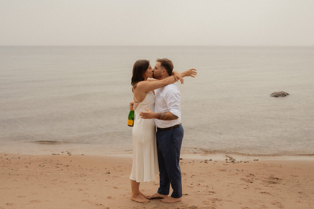 upper peninsula pine trees waterfall elopement