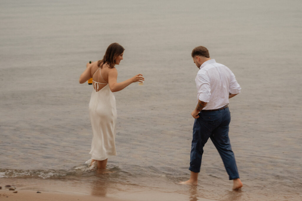 upper peninsula pine trees waterfall elopement