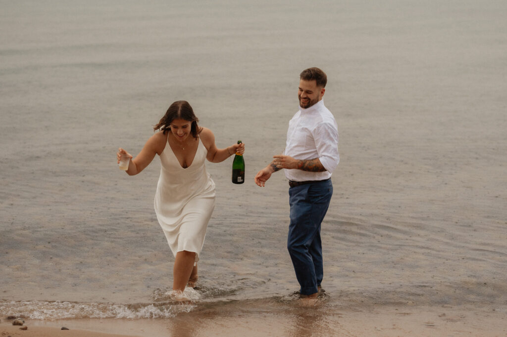 upper peninsula pine trees waterfall elopement