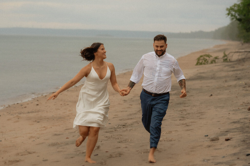 upper peninsula pine trees waterfall elopement