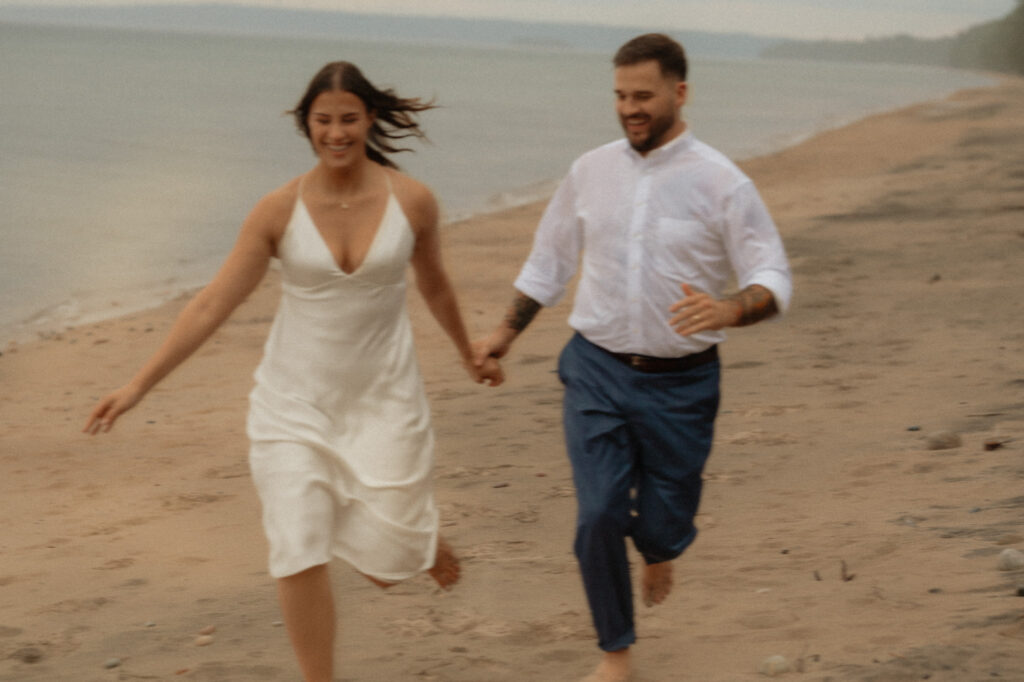 upper peninsula pine trees waterfall elopement