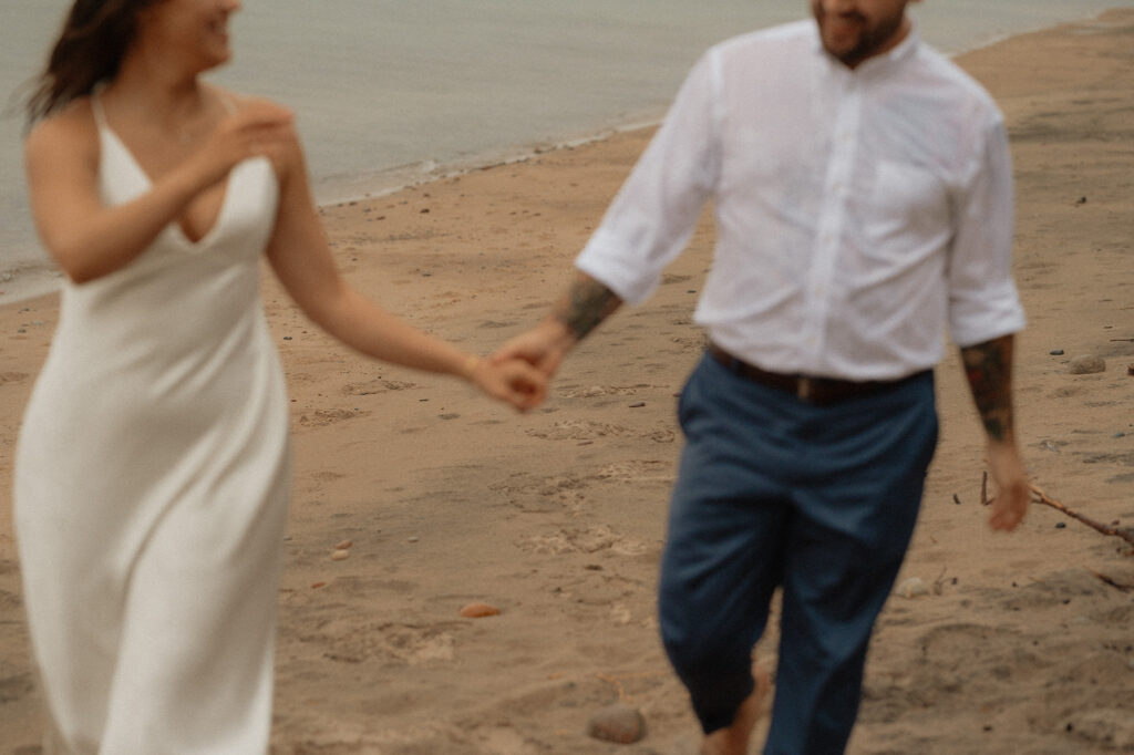 upper peninsula pine trees waterfall elopement