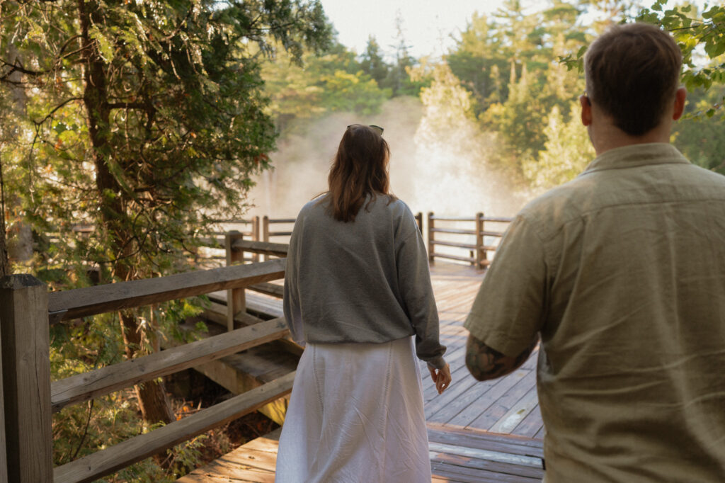 upper peninsula pine trees waterfall elopement