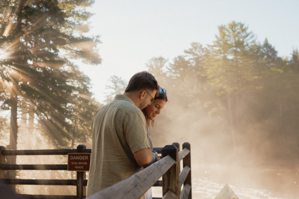 upper peninsula pine trees waterfall elopement