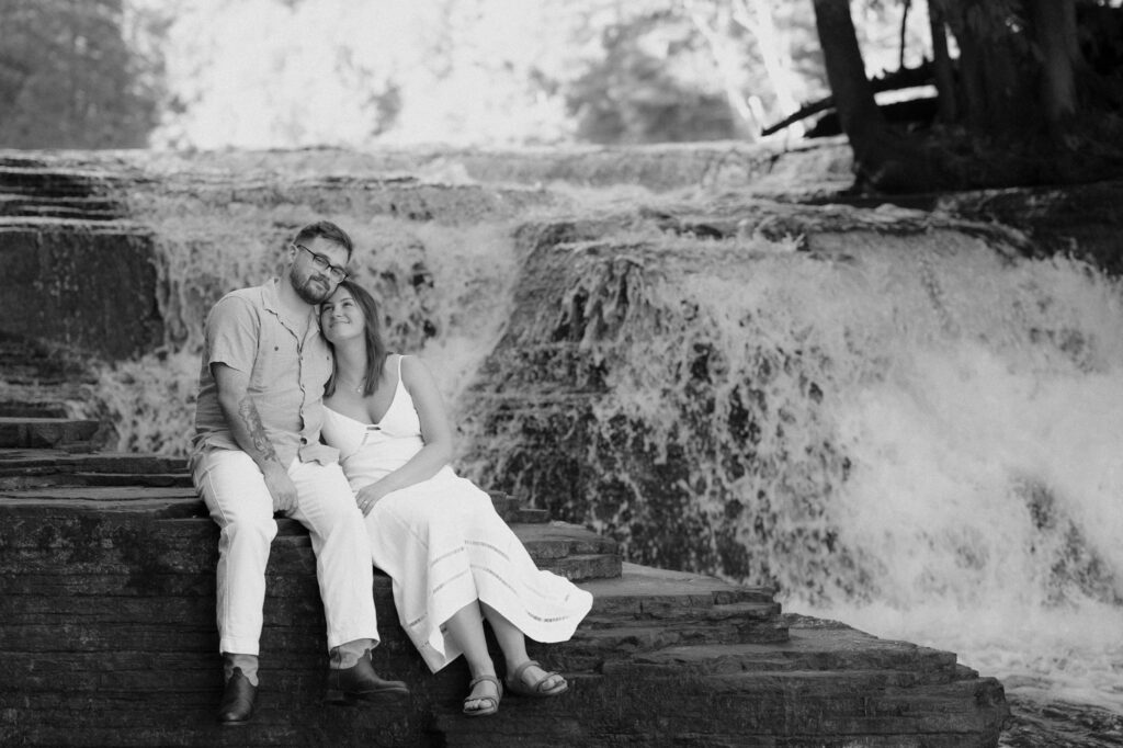 upper peninsula pine trees waterfall elopement