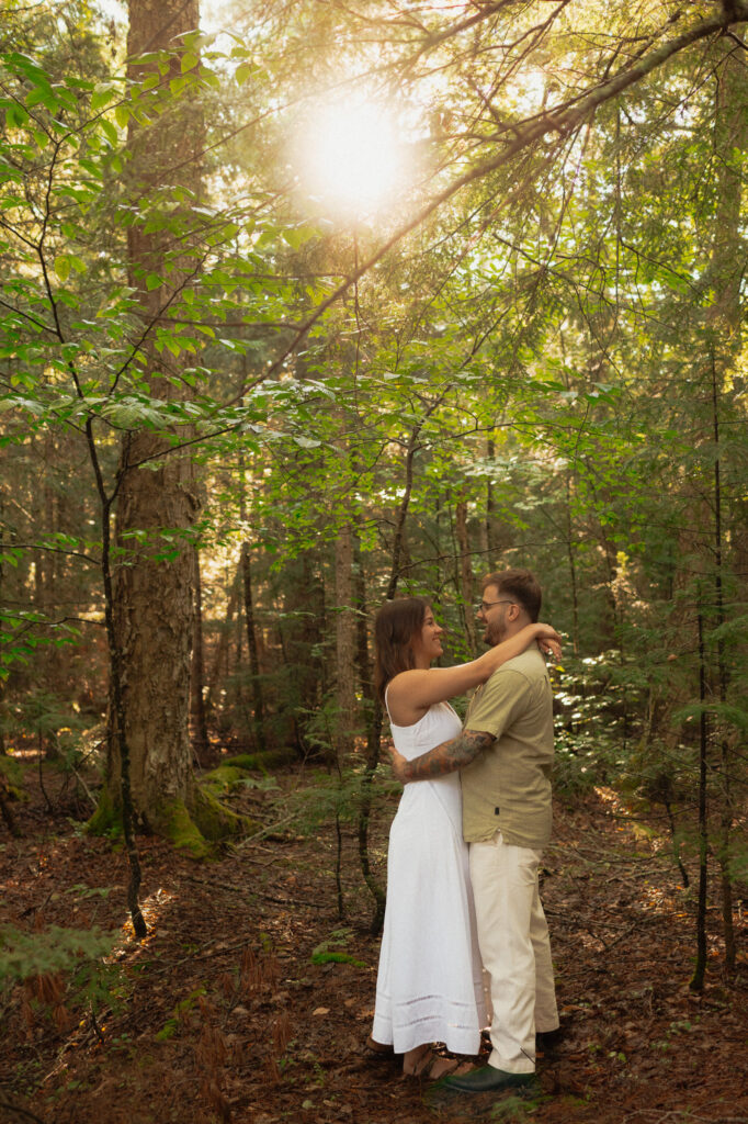 upper peninsula pine trees waterfall elopement