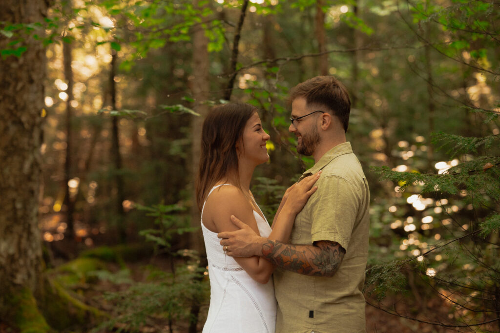 upper peninsula pine trees waterfall elopement