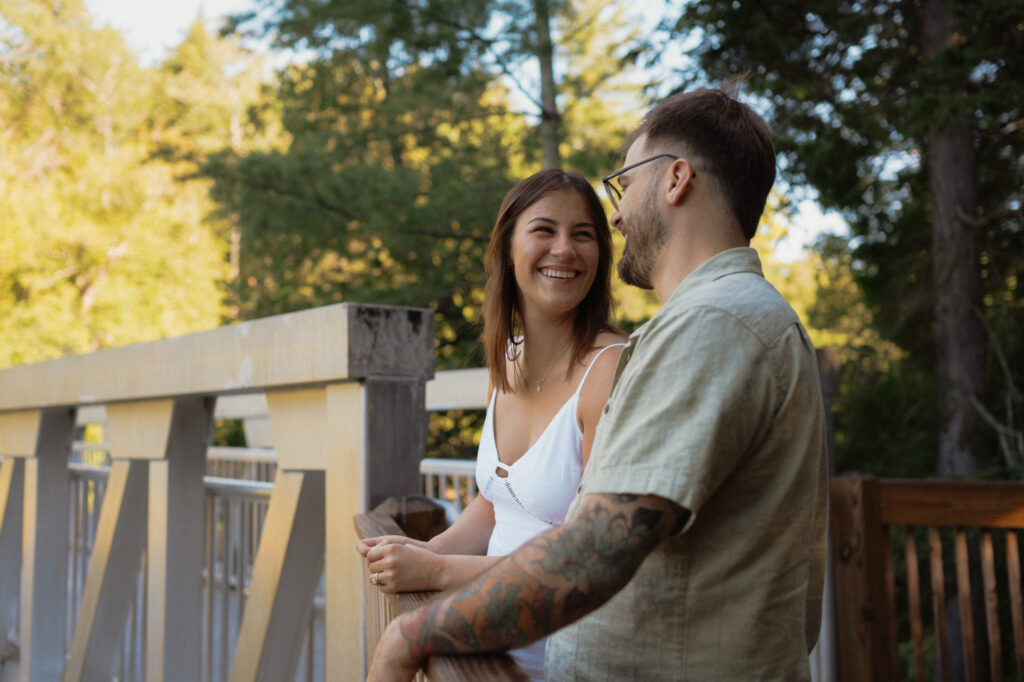 upper peninsula pine trees waterfall elopement