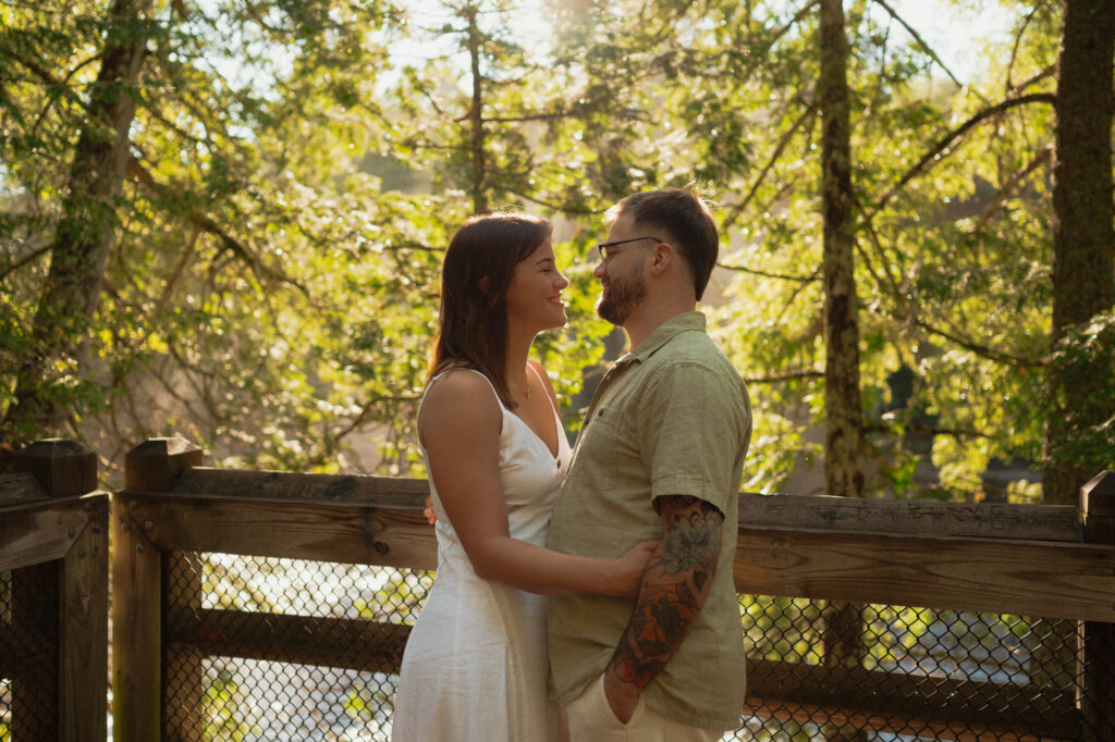 upper peninsula pine trees waterfall elopement