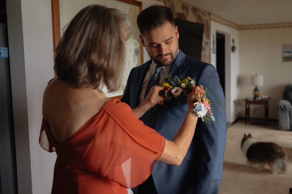 upper peninsula pine trees waterfall elopement