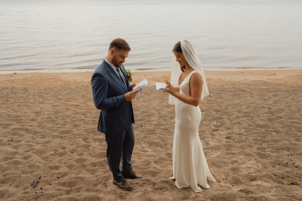 upper peninsula pine trees waterfall elopement