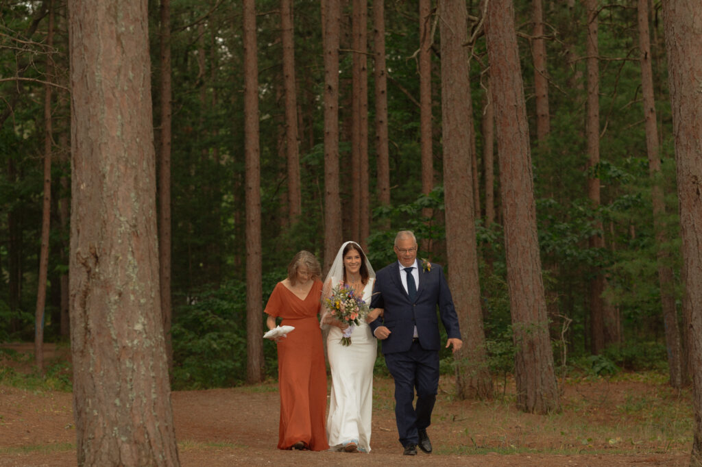 upper peninsula pine trees waterfall elopement