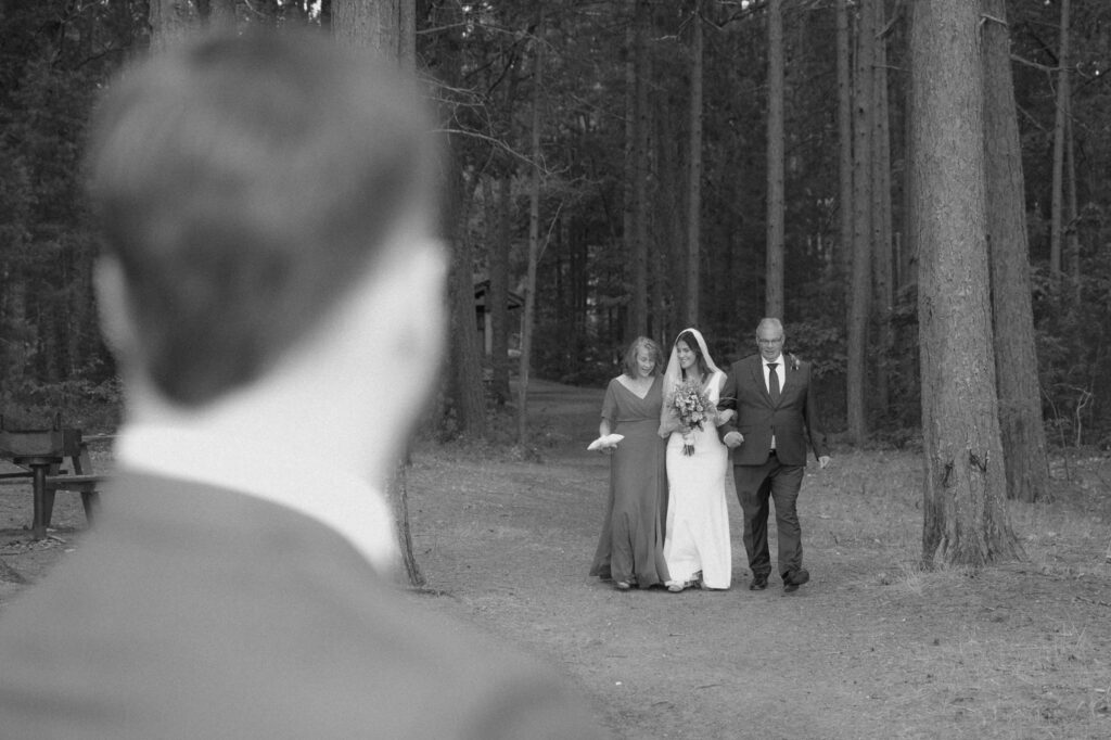 upper peninsula pine trees waterfall elopement