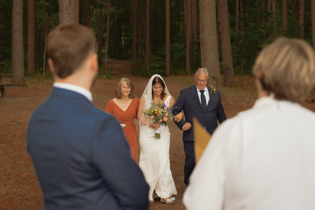 upper peninsula pine trees waterfall elopement