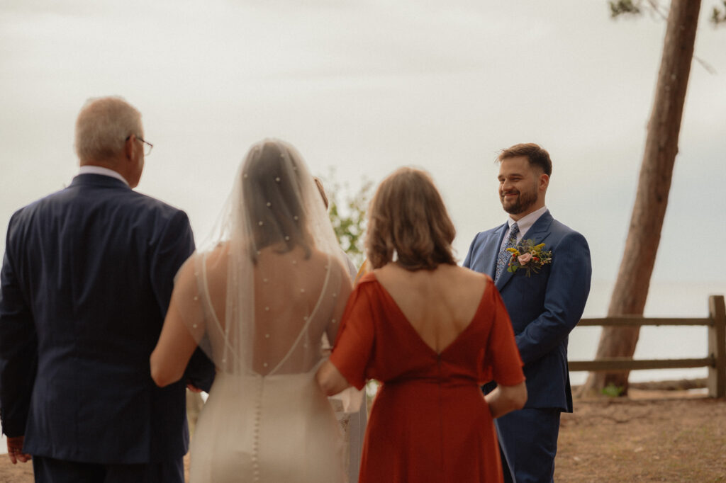 upper peninsula pine trees waterfall elopement