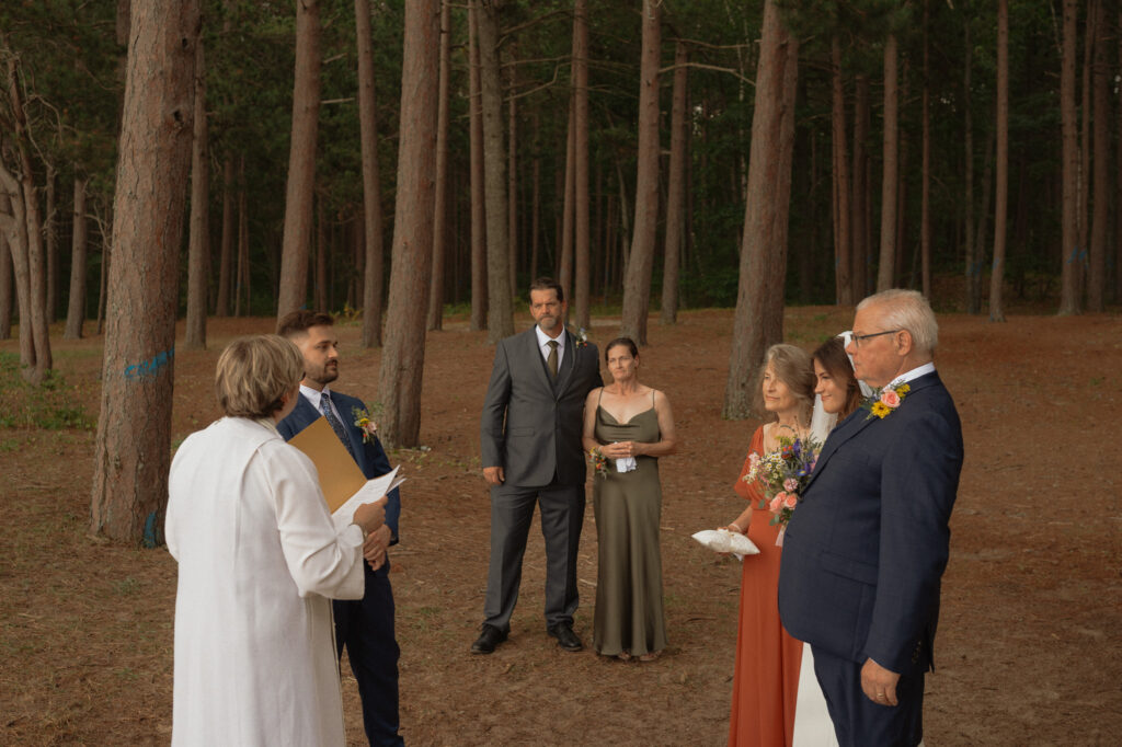 upper peninsula pine trees waterfall elopement