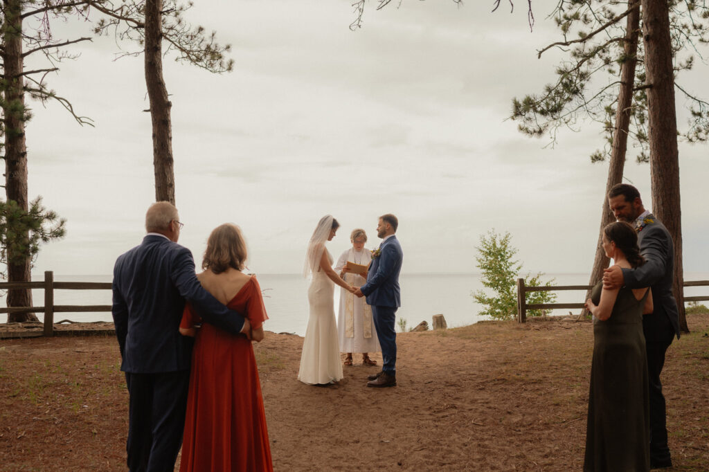 upper peninsula pine trees waterfall elopement