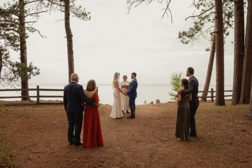 upper peninsula pine trees waterfall elopement