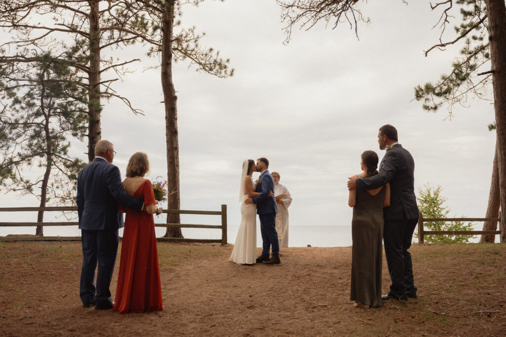 upper peninsula pine trees waterfall elopement