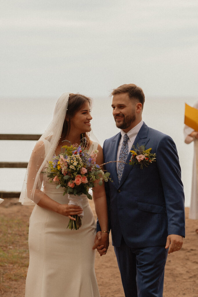 upper peninsula pine trees waterfall elopement