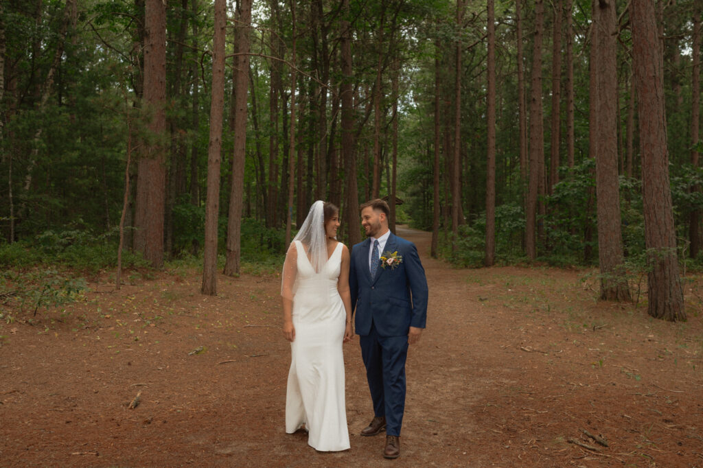 upper peninsula pine trees waterfall elopement