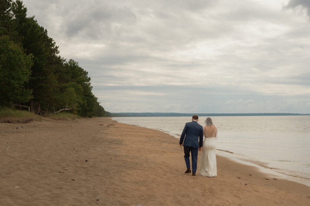 upper peninsula pine trees waterfall elopement