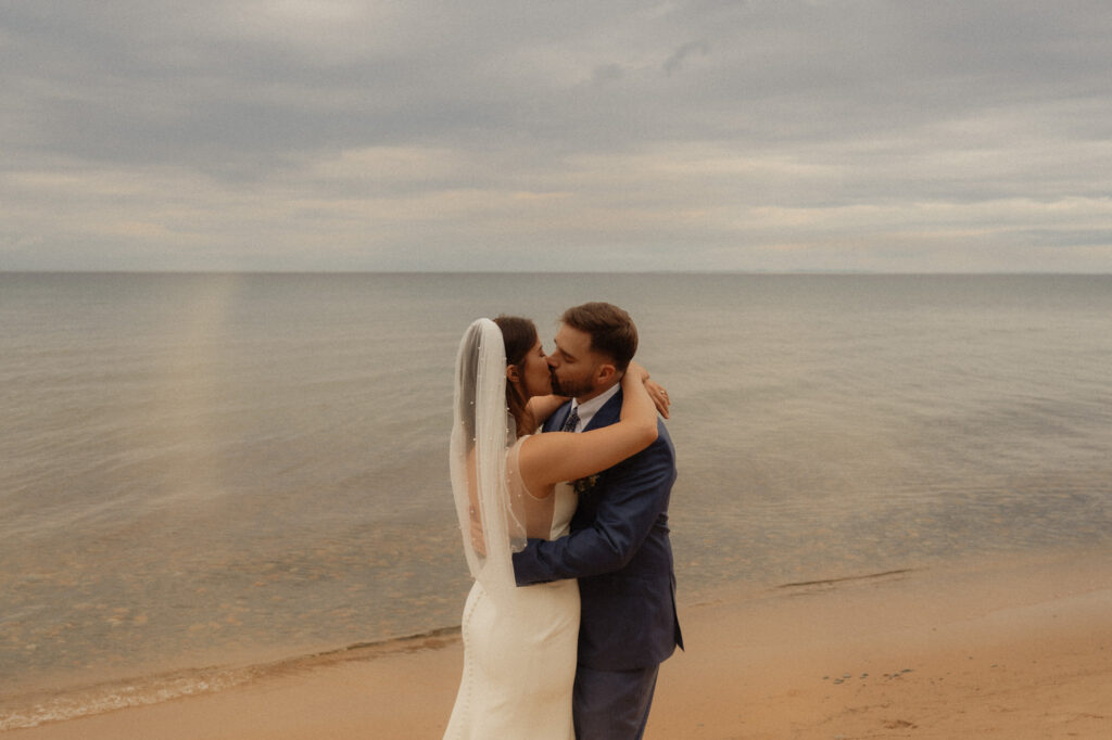 upper peninsula pine trees waterfall elopement