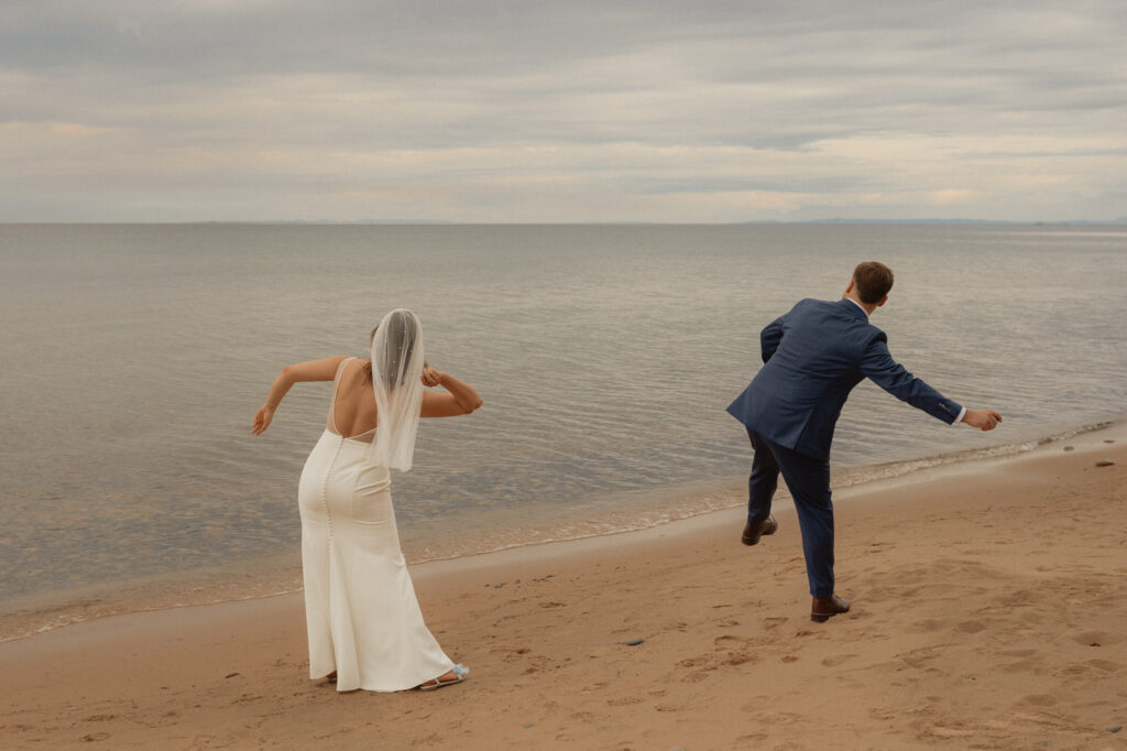 upper peninsula pine trees waterfall elopement