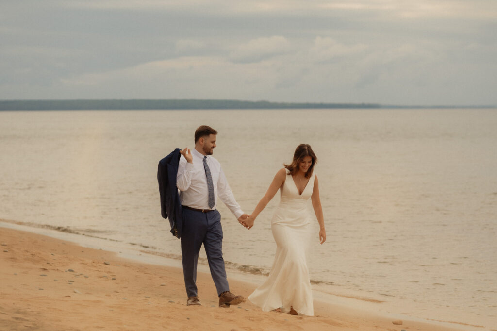 upper peninsula pine trees waterfall elopement