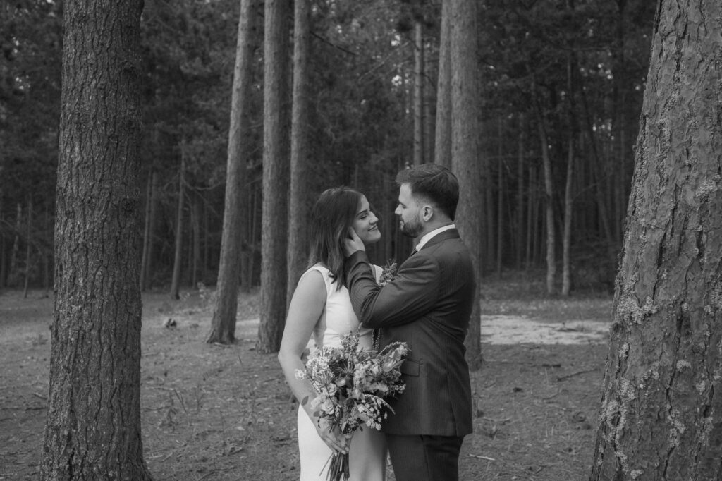 upper peninsula pine trees waterfall elopement