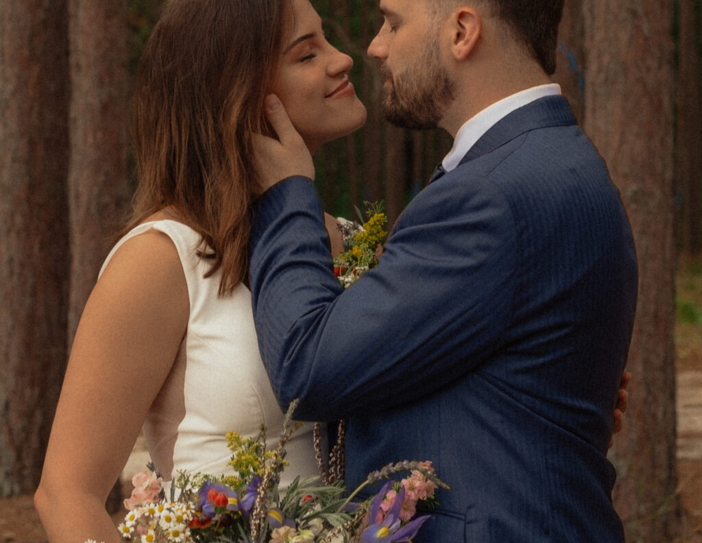 upper peninsula pine trees waterfall elopement