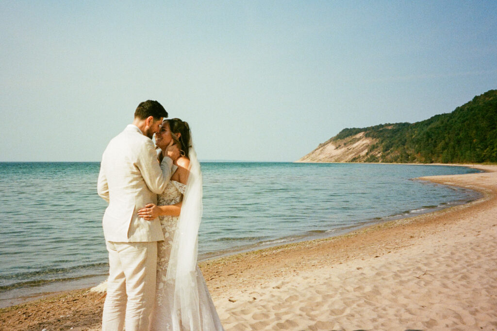 michigan beach vineyard elopement