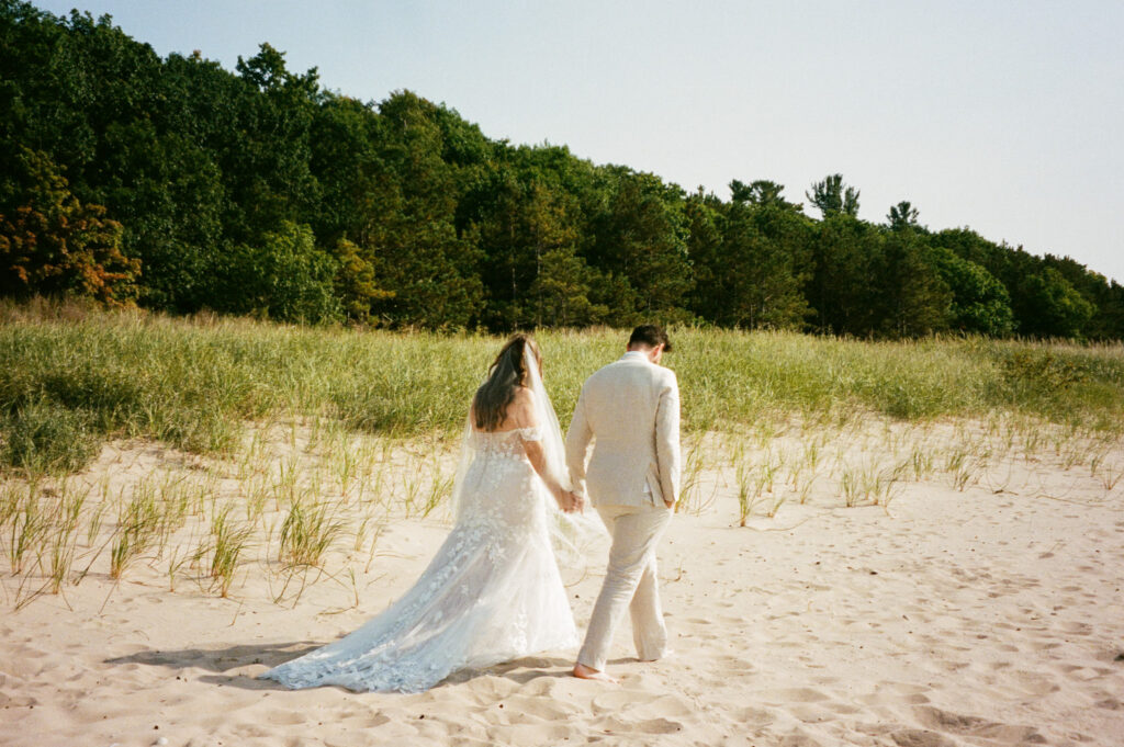 michigan beach vineyard elopement